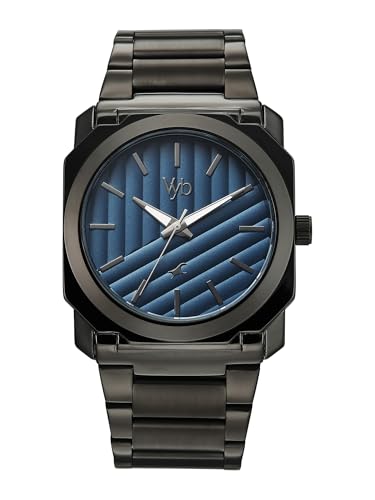Image of Fastrack Vyb Challenger with Quartz Analog Blue Dial Grey Stainless Steel Strap Watch for Men - FV30045QM01W