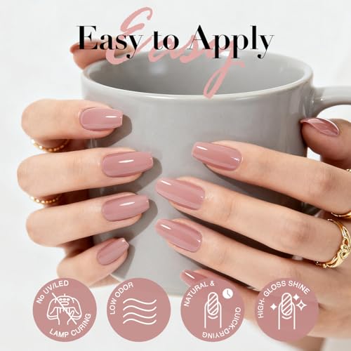 Image of AZUREBEAUTY Nude Pink Nail Polish 18ML | Quick Dry, Long-Lasting, Natural Glossy Finish for DIY Manicure & Nail Art, Salon Quality for Women