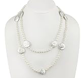 HinsonGayle AAA 6-6.5mm Freshwater Cultured Pearl Rope Necklace with 22mm Coin Pearl Accents