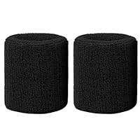 Sweatbands Sports Wristbands for Kids and Women - 3 inch Elastic Athletic Wrist Bands for Tennis, Basketball, Running, Working Out (Black)