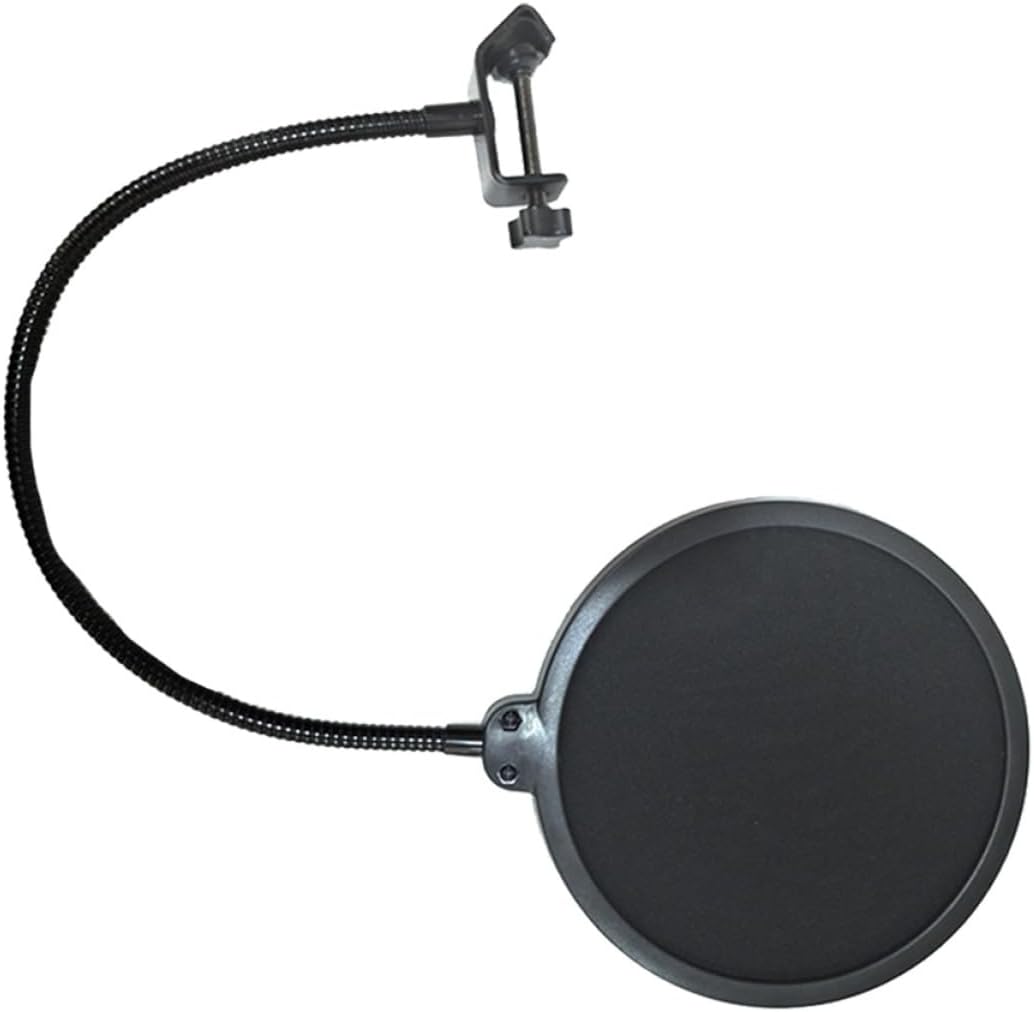 Double-layer Microphone Wind Screen for Recording Hissing Pop Filter Durable Reusable Mic Cover with Swivel Mount Essential for Broadcasting Singing