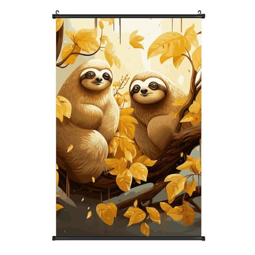Toile imperméable paresseux mignons art suspendu pour poésie intérieure