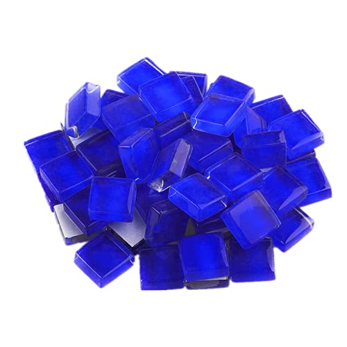 200g Mosaiksteine Glassteine,1x1cm Glasmosaik Bulk-Quadrat Mosaikfliesen Glasfliesen,Mosaik Steine Glasstücke für Basteln, Haus Deko(Königsblau) Cover