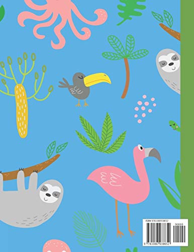 Blank Music Sheet Notebook: Large Music Manuscript Paper Journal With Jungle Animals Flamingo Sloth And Bird , Staff Paper, Music Composition And Songwriting Notebook image 4