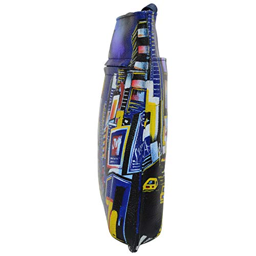 Anuschka Women's Hand Painted Slim Crossbody With Front Zip - City Lights #TOP3