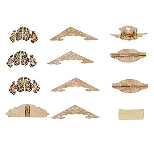 Herrajes de Esquina de Latón, Accesorios de Hardware Adorno Caja Portátil Caja de Hardware Protector de Esquina Bisagra para Joyero Durable para Gabinete de Caja de Madera