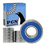 PGN (10 Pack) 6001-2RS Bearing - Lubricated Chrome Steel Sealed Ball Bearing - 12x28x8mm Bearings with Rubber Seal & High RPM Support