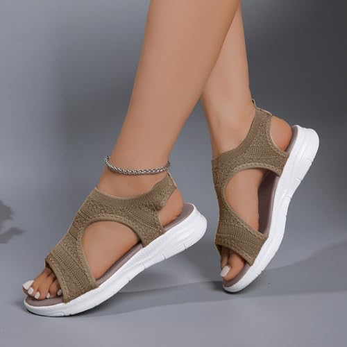 Sandalias cómodas para caminar de mujer con ajuste de malla elástica 4