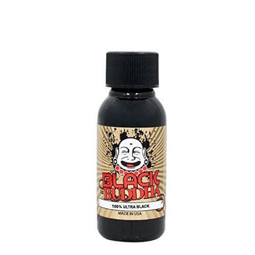 Black Buddha Ultra Black Tattoo Ink - Fade-Resistant Professional Outlining and Shading Tattooing Ink, Made in The USA - Black, 1 Ounce