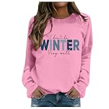 Generisch Sudadera con capucha con estampado de letras y cuello redondo para mujer, para otoño e invierno, sudadera sin, Rosa., L