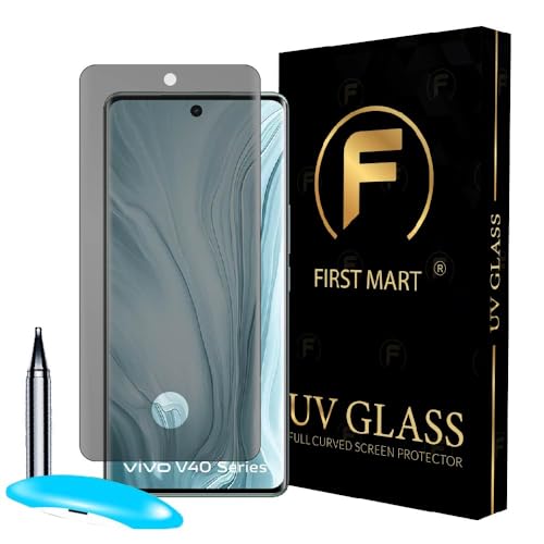 Image of FIRST MART UV Privacy Tempered Glass for Vivo V40 Pro | Anti-Spy 9H Curved Screen Protector, Edge-to-Edge, Case-Friendly | 1 Pack