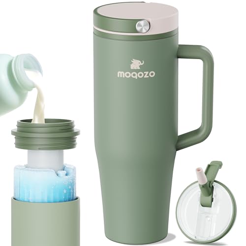 Image of MOQOZO Reuseable Breastmilk Storage Bottle, Portable Breast Milk Cooler for Outdoor Travel TSA Approved, 40oz Larger Capacity Chiller Container Keeps Milk Fresh for 24+ Hours (Green)