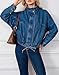 Ladyful Women's Oversized Jean Jacket Boyfriend Denim Bomber Jackets Shacket Long Sleeve Casual Trendy Zip Up Shirt Coat(Blue-L)