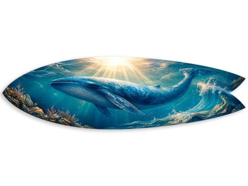 Tableau surf baleine lagon bleu en impression HD sur Dibond durable