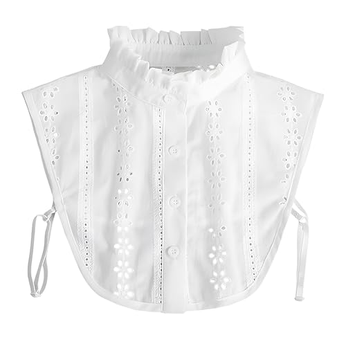 CATMEYE Cuello Desmontable para Mujer, Cuello postizo Inserto Media Camisa, Cuello de Camisa de algodón Blanco, Talla única, Suave para la Piel y Transpirable, Ideal para suéteres (Blanco)