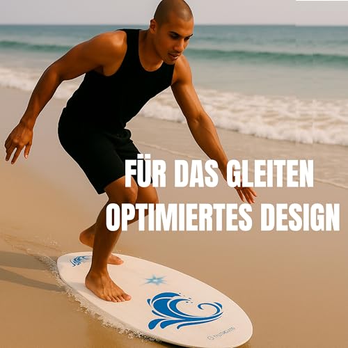 Skimboard aus Holz FUTURA8 – Leichtes rutschfestes wasserfestes Board für Erwachsene und Anfänger – Strand Nasser Sand und kleine Wellen