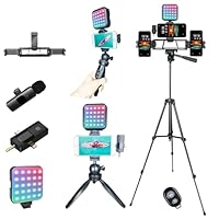 Litchitech Vlogging Kit for iPhone,Vlogging Kit for Andriod Phone, Content Creator Essentials,YouTube Starter Kit with Tripod 60\" / Multiple Holders/RGB Light/Lavalier Mic/Remote