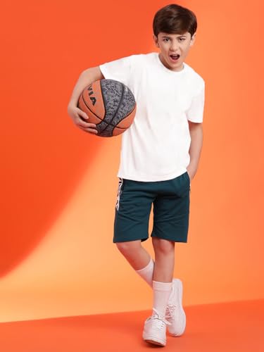 Image of Li'l Tomatoes Boys 100% Looper Cotton Shorts | Summer Casual Wear | Printed Elastic Waist Sports Shorts | Soft & Breathable Kids Wear | 9-16 Years