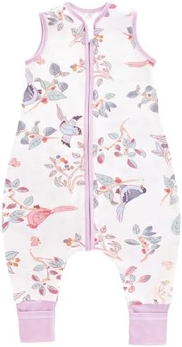 Chilsuessy Baby Schlafsack Mit Beinen 1.5 Tog - 100% Baumwolle Ganzjahres Mit Füßen - Frühlingsmagpie, 70cm/Baby Höhe 75-85cm