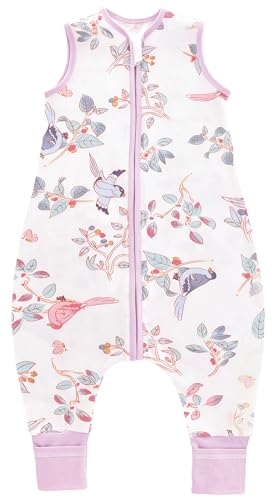 Chilsuessy Saco de dormir de invierno para bebé, 2,5 tog, transpirable, con pies, para niñas y niños, 1,5 tog / Spring Magpie, 80 cm/altura del bebé 85-95 cm