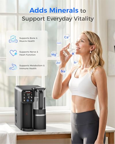 Image of Waterdrop M6CG Hot and Cold Mineral Reverse Osmosis Water Filter Countertop | 8-Stage, Certified to NSF /ANSI 58 & NSF /ANSI /CAN 372, 59-203F Water, 3:1 Pure to Drain, Glass Pitcher, BPA-Free