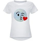BEZLIT Mädchen Wende-Pailletten Stretch T-Shirt Smile-Motiv 22606 Weiß Größe 104