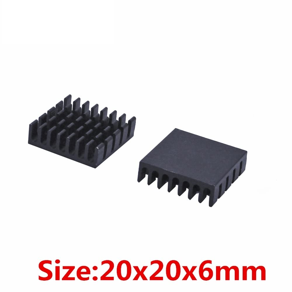 Per dissipatori di calore chip radiatori in allumi 20 pz/lotto 20x20x6mm Dissipatore di calore in alluminio Radiatore estruso nero for raffreddamento RAM chip IC elettronico