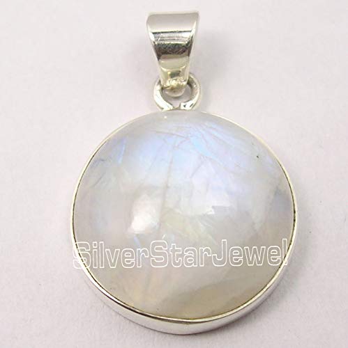 925 Pure Sterling Silver Real Rainbow Moonstone Pendant 1.1" 5.6 Grams Singles Day Deals Now2
