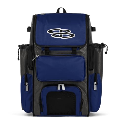 Boombah Superpack Bat Pack - Backpack Version (no wheels) - Holds up to 4 Bats - BPSPC23 Charcoal/Royal - For Baseball or Softball