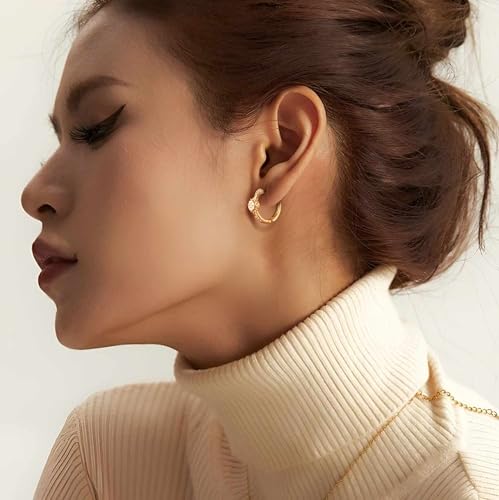 Gold Hoop Earrings for Women 14K Gold Earrings for Women CZ Earring Gothic-Style Zircon Sun Hoop Earring for womens Trendy3