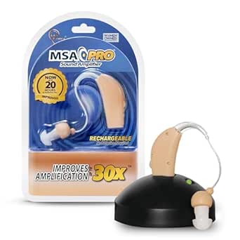 MSA PRO Sound Amplifier - 30X Sound Boost, Rechargeable Hearing Aid with Adjustable Volume and Comfort Fit