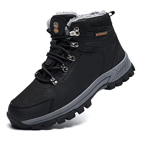 MEHOTO Men Women Warm Snow Boots, Soft Warm Sole Fur Lined Waterproof Non-slip Winter Ankle Hiking Climping Walking Booties Black Size Women 10.5 B(M) Men 8.5 D(M) Cover