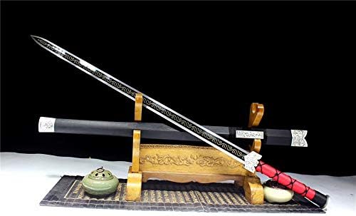 Hand/Forging Double Edge Sharp 1095High Carbon Steel Chinese Sword Han Jian Hand Carved Knife