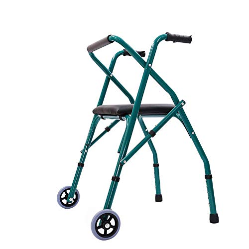CVNIMV Andador portátil de 2 Ruedas para Personas Mayores, Ayuda para Caminar, gatillo de liberación, Herramientas auxiliares con Respaldo/cojín de Asiento, Doble Comodidad e in