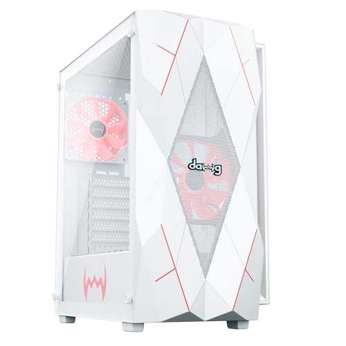 Image of daWg V' Series 240 Mid-Tower Gaming Cabinet /Case, Pre-Installed 2 Multicolor Fans, Support AIO Upto 360mm, ATX, mATX, Mini ITX, Tempered Glass, Dust Filters, Cable Management, USB 3.0 (White)