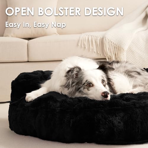 EHEYCIGA Soft Cat Couch Bed for Indoor Cats, Fluffy Small Dog Bed with Removable Washable Cover, Bolster Pet Sofa, Waterproof and Non-Slip, 26" x 26"x 8", Black by EHEYCIGA - Used condition - Image 3