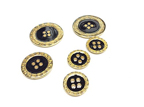 Bottone Gioiello Quattro Buchi Oro Laccato Blu Notte Cm 2,2