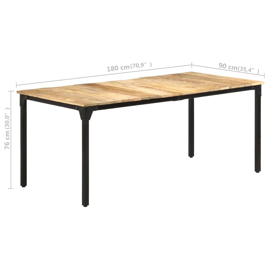 vidaXL - Esstisch 180x90x76 cm Raues Mangoholz