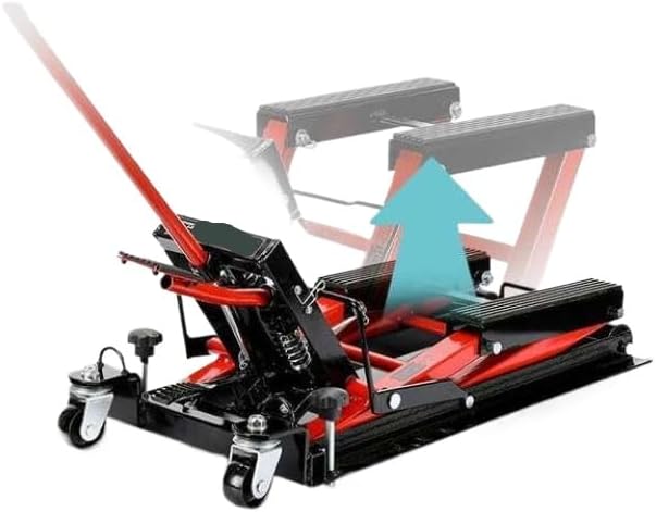 Hydraulic Motorcycle Lift Jack 1500 LBS Heavy Duty Steel ATV Stand with Wheels and Handle Compatible with Bikes and ATVs