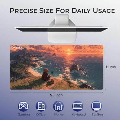 Image of ON TREND Anime Series Printed Mouse pad with Anti-fray Stitching, Waterproof Surface & Non-Slip Rubber Base Gaming Mouse Mat for Laptop, Computer & Desk (Large Extended -23x11 Inch) (Luffy)
