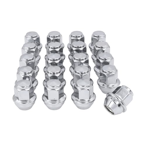Image of 20PCS M12x1.5 Lug Nuts, Compatible with F-ord Escape Focus Fusion Fiesta EcoSport, Lincoln MKC MKZ, One-Piece Chrome OEM Factory Style Large Acorn Seat Lug Nuts