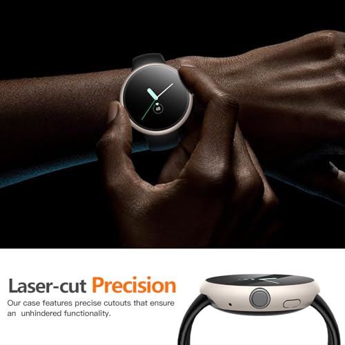 Image of Misxi 2 Pack Hard PC Case with Screen Protector for Pixel Watch 2 (2023) / Pixel Watch 41mm, High Sensitivity Anti-Fall Cover, 1 Starlight + 1 Transparent