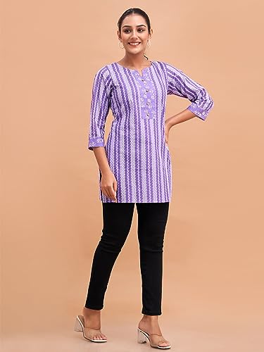 Image of feranoid Women Cotton Printed Short Kurti | Short Kurti for Women | Printed Cotton Kurti
