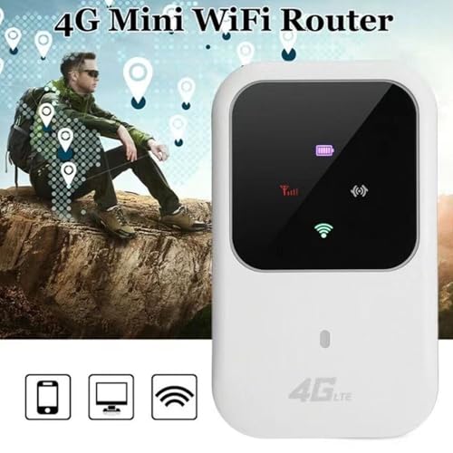 Image of 4G LTE Mobile Hotspot, Portable WiFi Router with SIM Card Slot for Global Travel, Computer Routers Support 10 Devices 2400mAh Battery 150Mbps for Europe Asia Africa