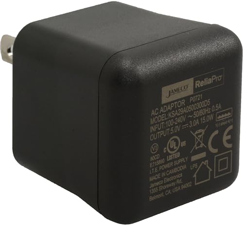 Image of Jameco ReliaPro 5V 3A (3000mA) Compact Wall Adapter Power Supply with USB Port Output Foldable Terminals Charger