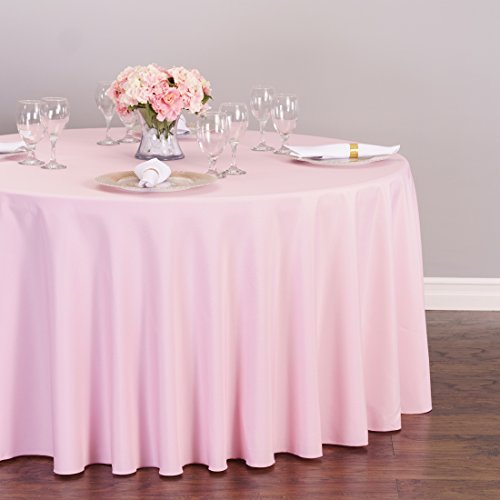 Linentablecloth 120-Inch Round Polyester Tablecloth Pink #TOP2