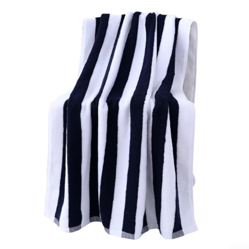 Copertura per poltrona da spiaggia in cotone a righe con tasca, 76 x 213 cm, asciugamano oversize per sdraio da piscina, grigio, rosso, blu, nero (nero)