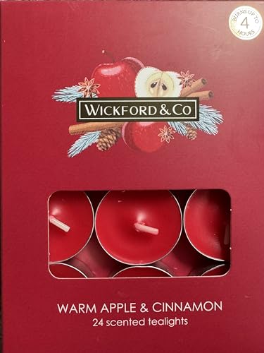 Warm Apples & Cinnamon Scented Tealights, Red, 24 Pack, 4 Hour Burn Time