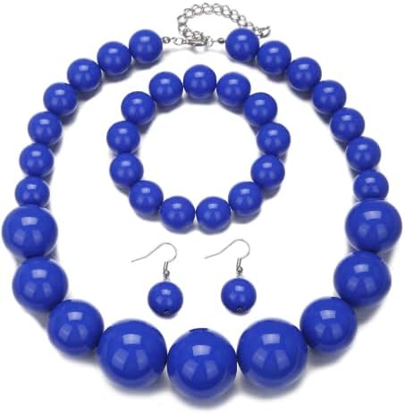 Hand made Pearl Statement Necklace for Women Chunky Large Simulated Pearl Statement Necklace Bracelet Earring Set