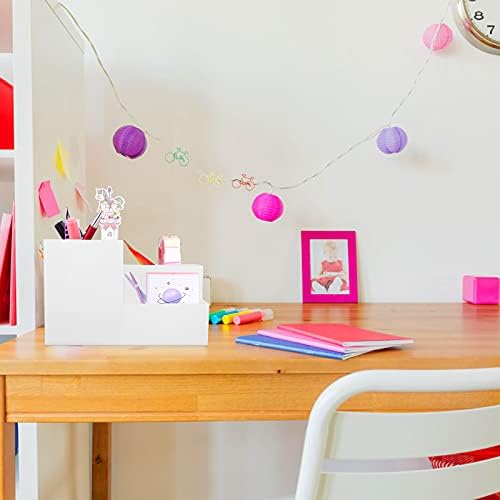 2 PCS Desk Tidy Organiser Pen Pots Desk Organisers Pencil Holders Desk Tidy Multifunctional Saving Space Desk Stationary Organiser For Organizing Stationery Card Home Office School Supplies White